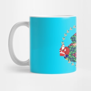 Christmas tree and Santa Claus. Mug